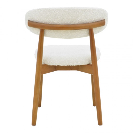 Καρέκλα Ubene rubberwood σε καρυδί-μπουκλέ ύφασμα σε λευκή απόχρωση 51x56x79εκ