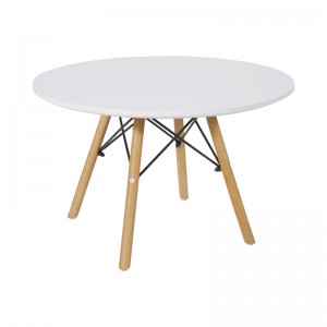 Τραπέζι Julita παιδικό λευκό mdf και ξύλο οξιάς σε φυσική απόχρωση Φ60x51εκ