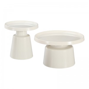 Τραπέζια σαλονιού Ginoze σετ 2τεμ μέταλλο σε λευκή απόχρωση