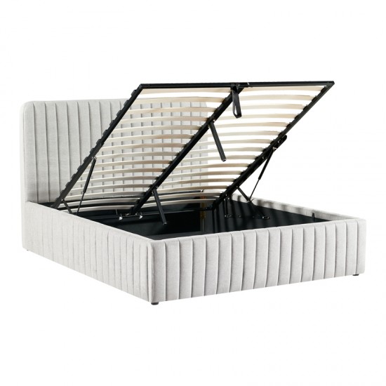 Κρεβάτι διπλό Zilin ύφασμα γκρι-μπεζ 160x200εκ