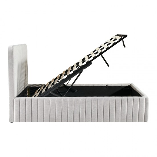 Κρεβάτι διπλό Zilin ύφασμα γκρι-μπεζ 160x200εκ