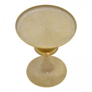 Βοηθητικό τραπέζι Trego I Inart χρυσό-λευκό μέταλλο Φ33x42εκ