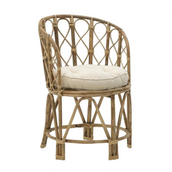 Πολυθρόνα Rostan φυσικό rattan με μαξιλάρι 60x46x80εκ