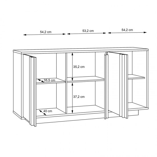 Μπουφές Chesto μελαμίνη σε λευκή και oak απόχρωση 169.2x42x87εκ