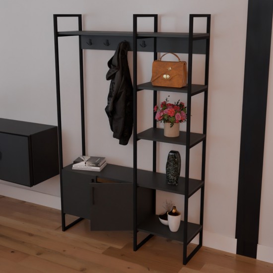 Έπιπλο εισόδου Thoj ανθρακί μελαμίνης 120x34x180εκ