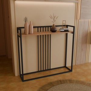 Κονσόλα Convida oak με μαύρο μεταλλικό σκελετό 100x25x90εκ