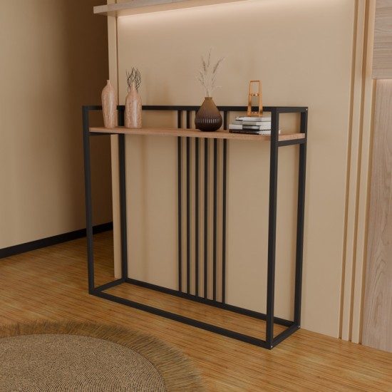 Κονσόλα Convida oak με μαύρο μεταλλικό σκελετό 100x25x90εκ