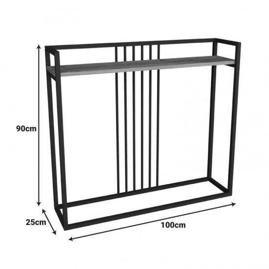 Κονσόλα Convida oak με μαύρο μεταλλικό σκελετό 100x25x90εκ
