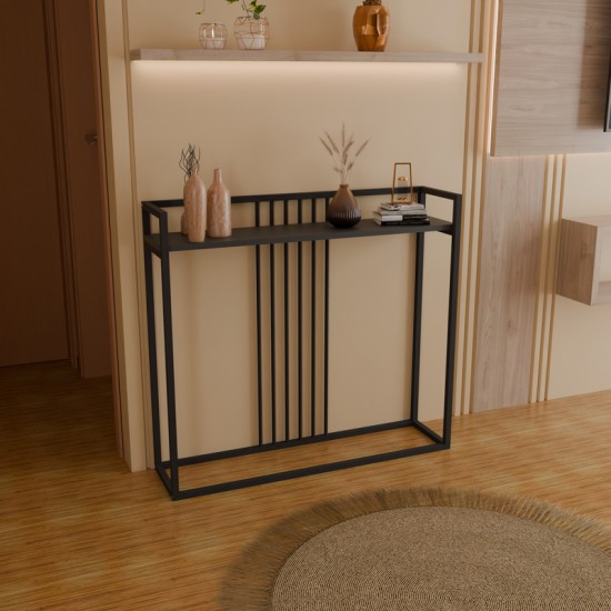 Κονσόλα Convida ανθρακί με μαύρο μεταλλικό σκελετό 100x25x90εκ