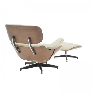 Πολυθρόνα-υποπόδιο relax Jenna μπεζ pu- plywood καρυδί-βάση χρωμίου 82x92x82εκ