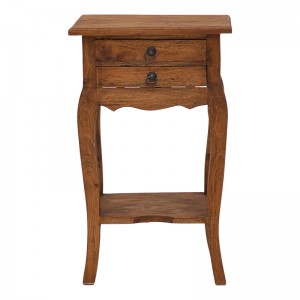Βοηθητικό τραπεζάκι με συρτάρια Florellia φυσικό αντικέ μαόνι ξύλο 40x31x67.5εκ