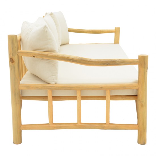 Καναπές Roziana φυσικό teak ξύλο 210x100x80εκ