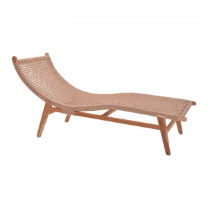 Ξαπλώστρα Rebelise σκελετός teak ξύλο και pe σχοινί σε φυσική απόχρωση 60x180x85εκ
