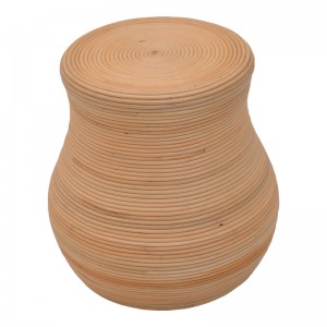 Σκαμπό Bulaten rattan σε φυσική απόχρωση Φ45x45εκ