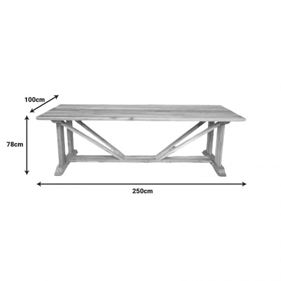 Τραπέζι Smarious teak ξύλο σε φυσική απόχρωση 250x100x78εκ Τραπέζι Smarious teak ξύλο σε φυσική απόχρωση 250x100x78εκ