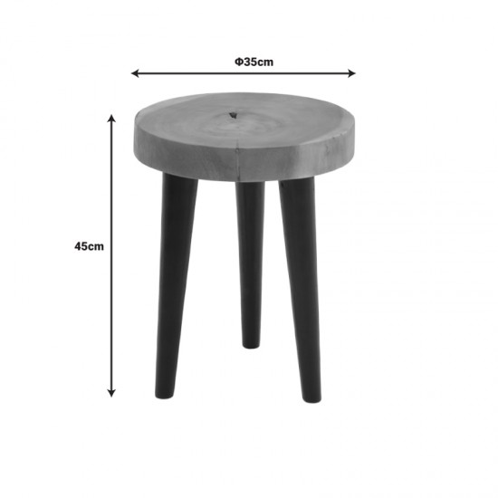 Βοηθητικό τραπέζι Labous suar ξύλο σε φυσική-μαύρη απόχρωση Φ35x45εκ