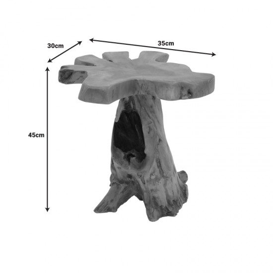 Βοηθητικό τραπέζι Mushile teak ξύλο σε φυσική απόχρωση 30x35x45εκ