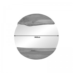 Καθρέπτης Alkmen teak ξύλο σε φυσική απόχρωση Φ60x4εκ