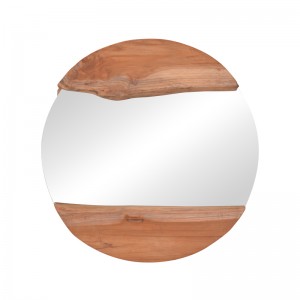 Καθρέπτης Alkmen teak ξύλο σε φυσική απόχρωση Φ60x4εκ