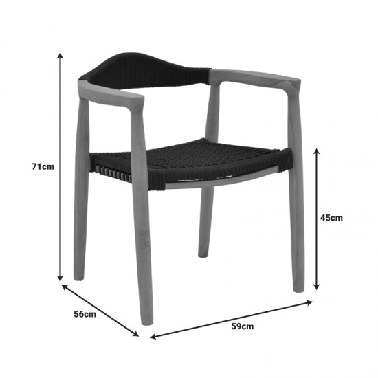 Τραπεζαρία 7 τεμ. Ganny-Pino teak ξύλο σε φυσική - μαυρη απόχρωση 180/240x100x75εκ