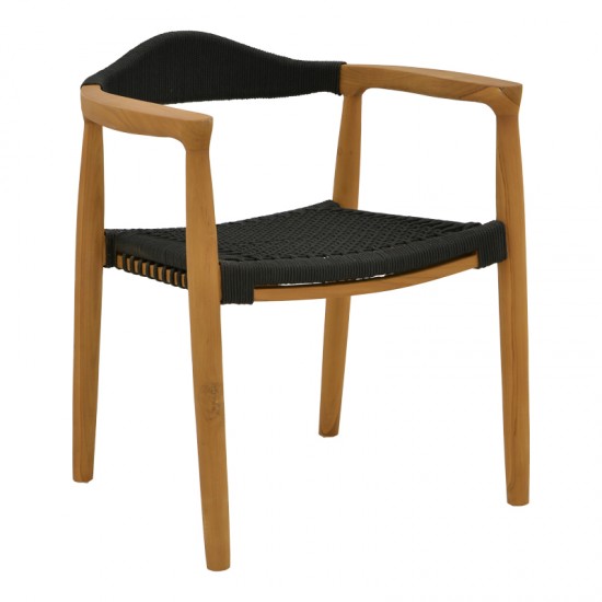 Τραπεζαρία 7τεμ. Ganny-Colen teak ξύλο σε φυσική-μαυρη απόχρωση Φ150x75εκ