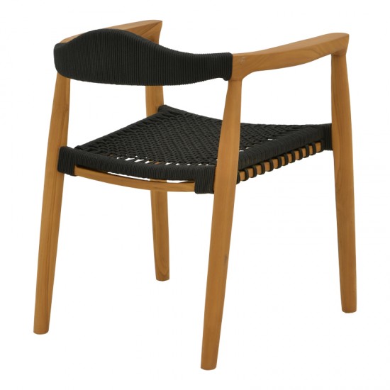 Τραπεζαρία 7τεμ. Ganny-Colen teak ξύλο σε φυσική-μαυρη απόχρωση Φ150x75εκ