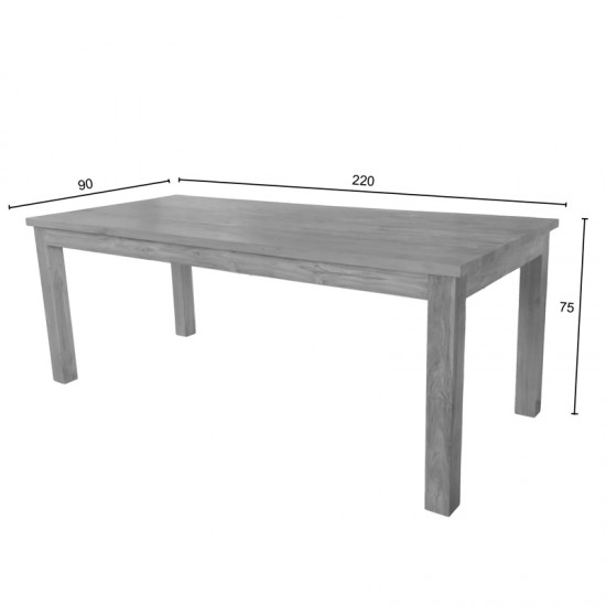 Τραπέζι Wooly teak ξύλο σε φυσική απόχρωση 220x90x75εκ