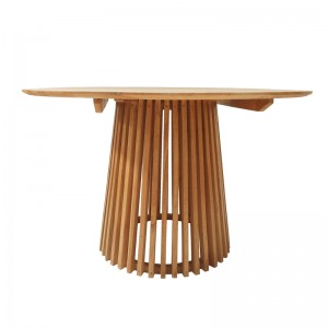 Τραπέζι Kenda mindi ξύλο σε φυσική απόχρωση Φ120x75εκ