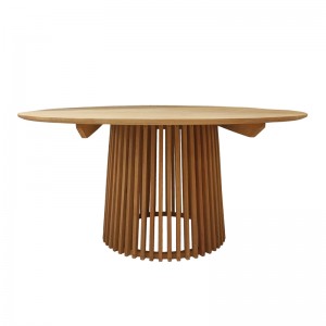 Τραπέζι Kenda mindi ξύλο σε φυσική απόχρωση Φ150x75εκ