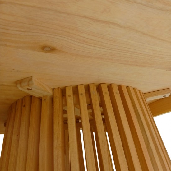 Τραπέζι Kenda mindi ξύλο σε φυσική απόχρωση Φ150x75εκ