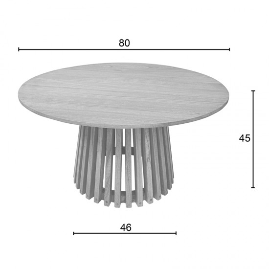 Τραπέζι σαλονιού Kenda mindi ξύλο σε φυσική απόχρωση Φ80x45εκ