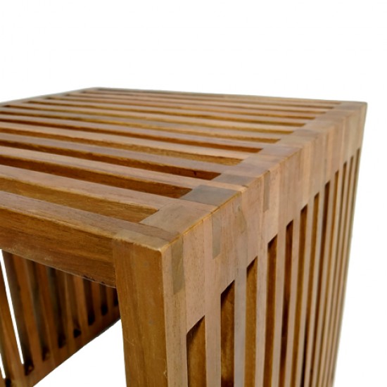 Βοηθητικό τραπέζι Saimon teak ξύλο σε φυσική απόχρωση 40x40x40εκ