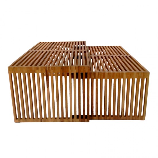 Τραπέζι Tinnie σετ 2τεμ teak ξύλο σε φυσική απόχρωση