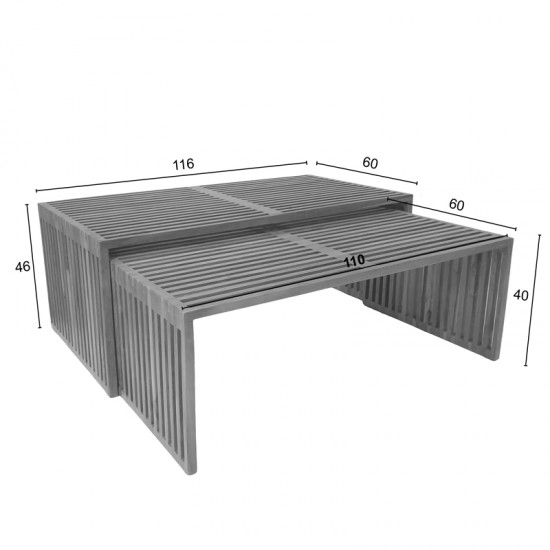 Τραπέζι Tinnie σετ 2τεμ teak ξύλο σε φυσική απόχρωση