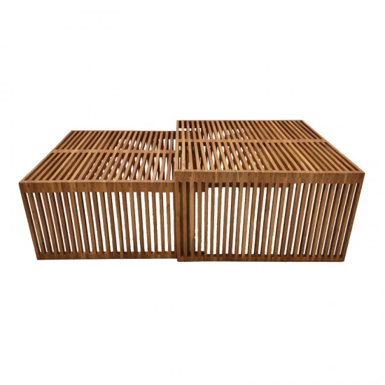 Τραπέζι Tinnie σετ 2τεμ teak ξύλο σε φυσική απόχρωση