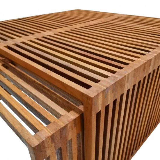 Τραπέζι Tinnie σετ 2τεμ teak ξύλο σε φυσική απόχρωση