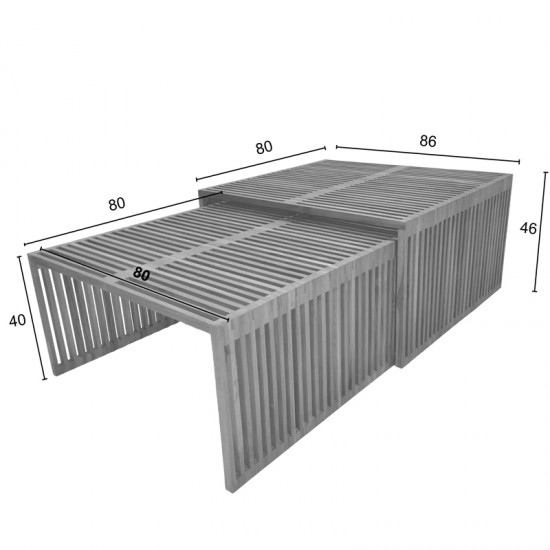 Τραπέζι Tinnie σετ 2τεμ teak ξύλο σε φυσική απόχρωση