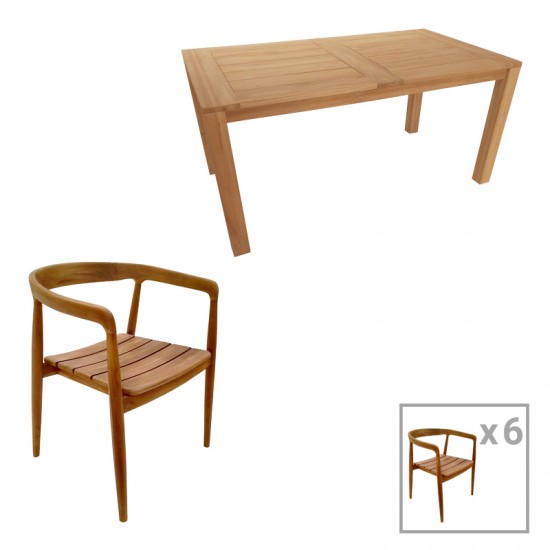 Τραπεζαρία 7τεμ Noody-Pablo teak ξύλο σε φυσική απόχρωση
