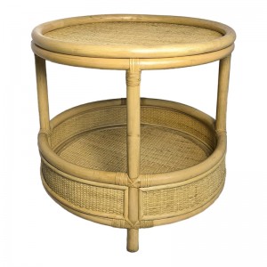Βοηθητικό τραπέζι Moody pe rattan σε φυσική απόχρωση Φ55x51εκ