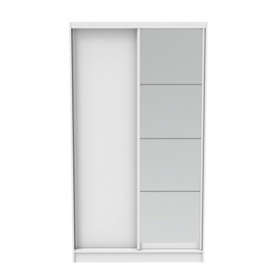 Ντουλάπα δίφυλλη συρόμενη με καθρέφτη Korredor σε λευκή απόχρωση 120x60x220εκ