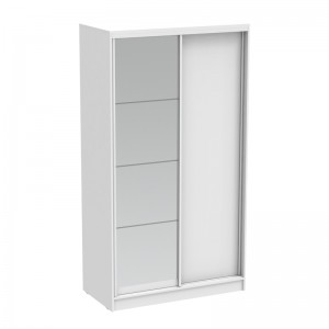 Ντουλάπα δίφυλλη συρόμενη με καθρέφτη Korredor σε λευκή απόχρωση 120x60x220εκ