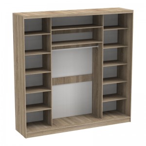 Ντουλάπα τριφυλλη συρόμενη με καθρέφτη Aparador I σε sonoma απόχρωση 240x60x240εκ