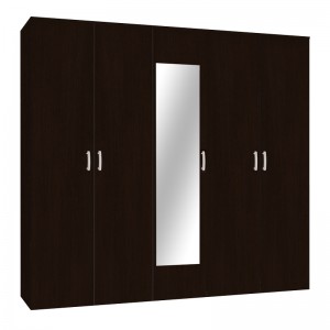 Ντουλάπα πεντάφυλλη με καθρέφτη Luna σε wenge απόχρωση 220x52x200εκ