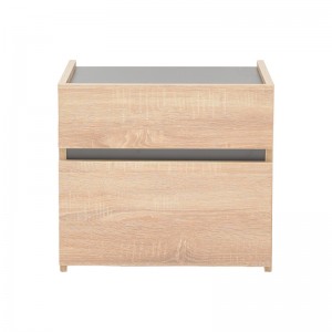 Κομοδίνο Comcie σε φυσικό με γκρι απόχρωση 50x42x45.5εκ