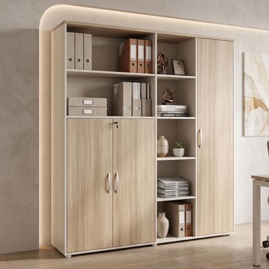 Βιβλιοθήκη γραφείου Jabari σε oak-μπεζ απόχρωση 160x40x200εκ Βιβλιοθήκη γραφείου Jabari σε oak-μπεζ απόχρωση 160x40x200εκ