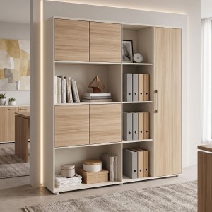 Βιβλιοθήκη γραφείου Chidi σε oak-μπεζ απόχρωση 160x40x200εκ