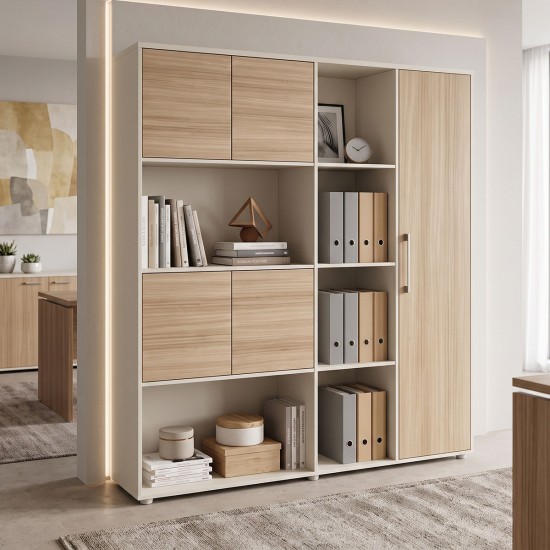 Βιβλιοθήκη γραφείου Chidi σε oak-μπεζ απόχρωση 160x40x200εκ Βιβλιοθήκη γραφείου Chidi σε oak-μπεζ απόχρωση 160x40x200εκ