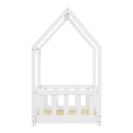 Παιδικό κρεβάτι Bambie με κιγκλίδωμα τ.Montessori ξύλο πεύκου σε λευκή απόχρωση 70x140εκ