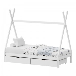 Παιδικό κρεβάτι Lalitto τ.Montessori με 2 συρτάρια ξύλο πεύκου σε λευκή απόχρωση 90x190εκ