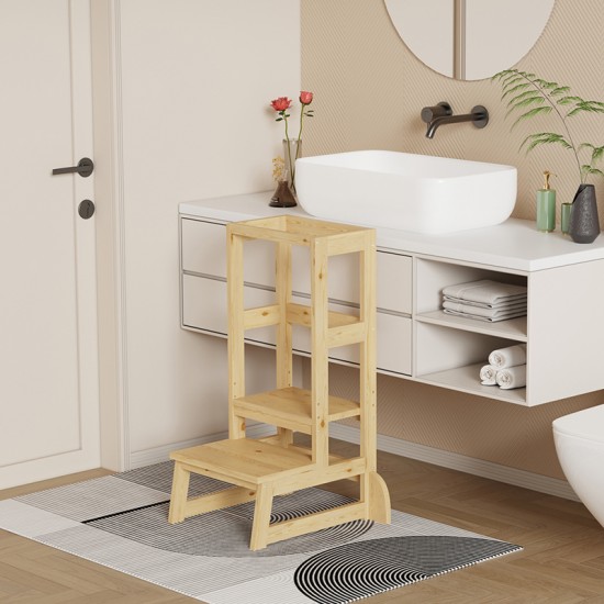 Παιδικός πύργος εκμάθησης Chiquel τ.Montessori ξύλο σε φυσική απόχρωση 45.7x51x90εκ